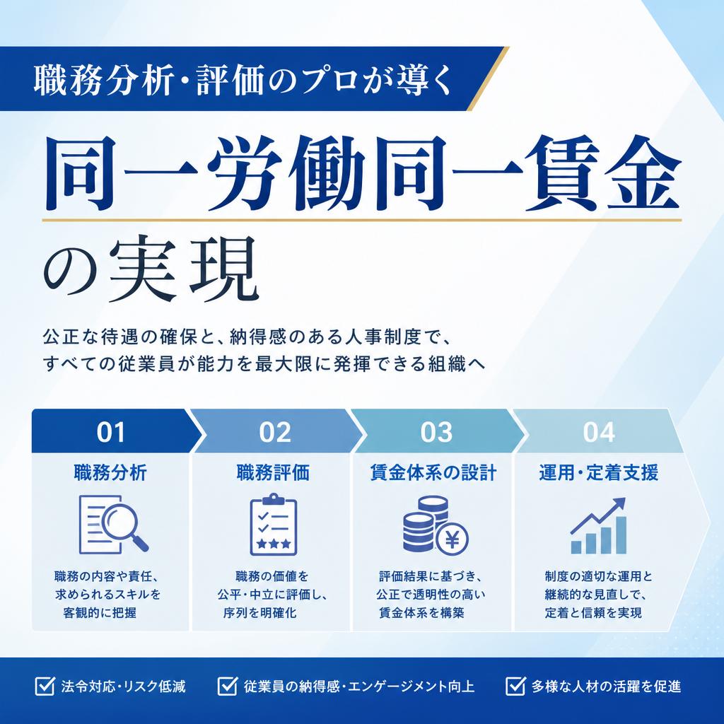 職務分析・評価のプロが導く、同一労働同一賃金の実現
